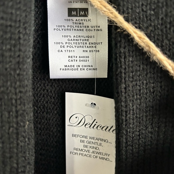 NWT Black Coatigan with Faux Leather Trim & Zipper Detail - Picture 4 of 7